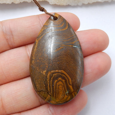 Nouveau, perle pendentif en pierre gemme percée d'opale Boulder naturelle, 37x33x7mm, 9.7g