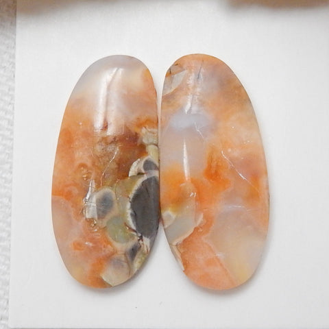 Natural Mushroom Jasper Gemstone Cabochon Pair, 28x13x4mm, 5g - MyGemGarden