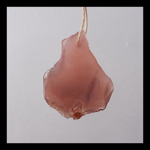 Natural Red Agate Gemstone Pendant Bead, 26x22x4mm, 3.4g - MyGemGarden