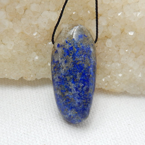 Natural Lapis Lazuli Drilled Gemstone Pendant Bead, 35x10x12mm, 10.7g - MyGemGarden