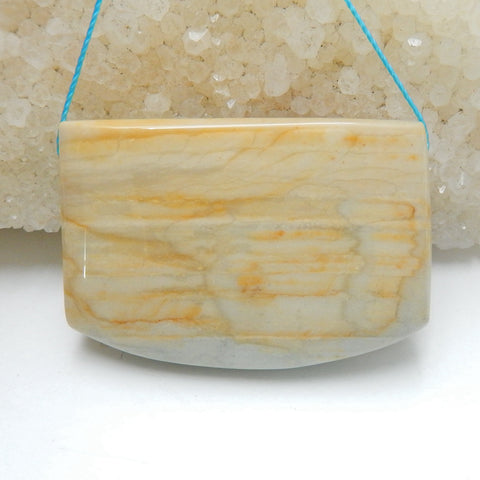 Natural Wave Jasper Gemstone Pendant Bead, 37x25x8mm, 15.7g - MyGemGarden