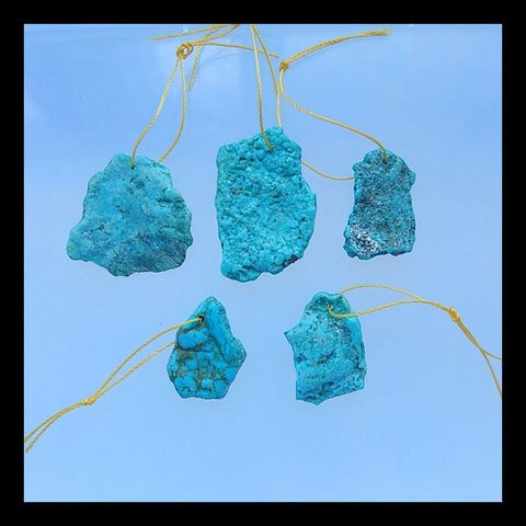 5 PCS Nugget Turquoise Gemstone Pendant Bead, 33x22x3mm, 22x10x5mm, 12.7g - MyGemGarden