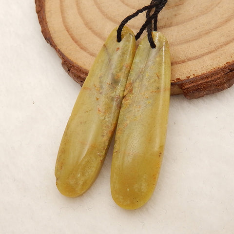 Natural Yellow Opal Earrings Stone Pair, stone for earrings making, 38x10x4mm, 5.2g