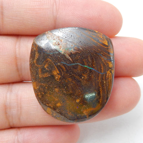 Natural Boulder opal Gemstone Cabochon, 28x25x9mm, 11.4g - MyGemGarden