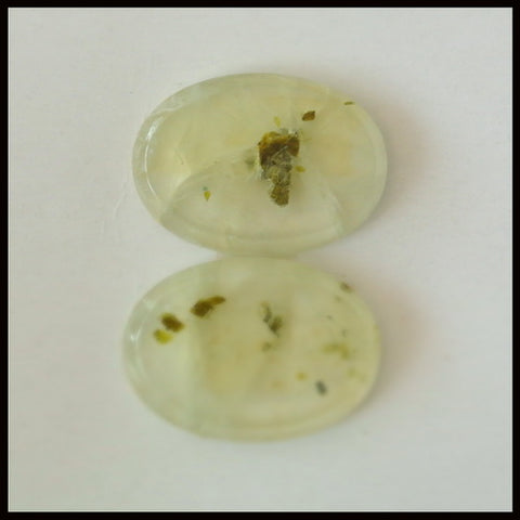 Natural Prehnite Gemstone Cabochon Pair 25x18x4mm,7.8g - MyGemGarden