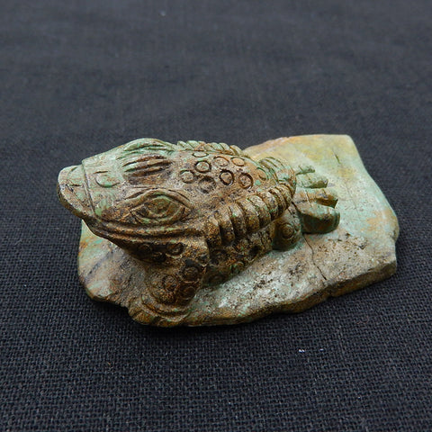 Handmade Turquoise Gemstone toad Carved Ornament, 60x43x24mm, 58.5g - MyGemGarden