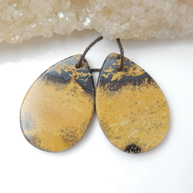 Natural Chohua Jasper Earrings Beads, Stone For Earrings Making, 30x20x3mm, 7.1g - MyGemGarden