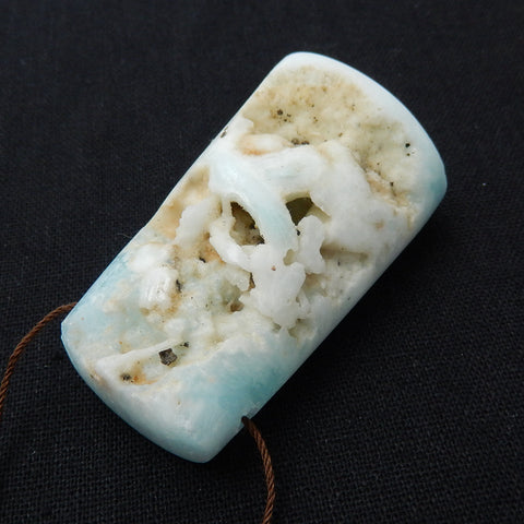 Nugget Larimar Gemstone Pendant, Raw Larimar Pendant, 62x35x23mm, 70g - MyGemGarden