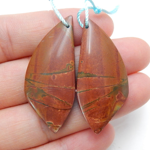 Natural Multi-Color Picasso jasper Earrings Pair, stone for Earrings making, 40x18x6mm, 10.4g - MyGemGarden