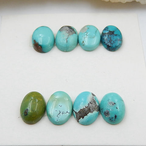 8 PCS Natural Oval Turquoise Gemstone Cabochons, 8x6x3mm, 3.2g - MyGemGarden