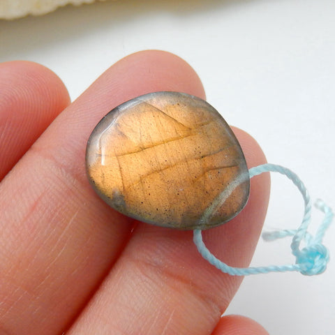 Natural Labradorite Gemstone Pendant Bead, 18x15x6mm, 2.4g - MyGemGarden