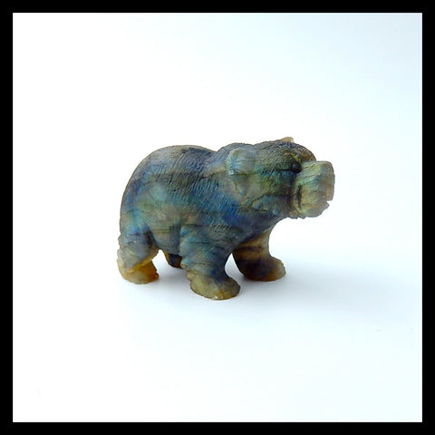 Labradorite Carved Bear, 65X35X22mm, 53g - MyGemGarden