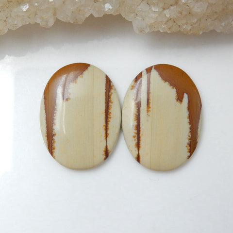 Natural Us Biggs Jasper Gemstone Cabochon Pair, 20x15x3mm, 2.9g - MyGemGarden