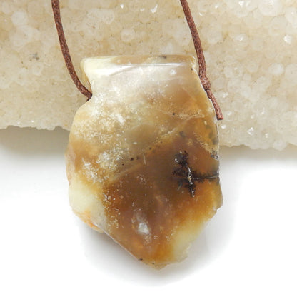 Natural Yellow Opal Gemstone Pendant, Natural Stone Jewelry, 42x29x18mm, 26.5g - MyGemGarden