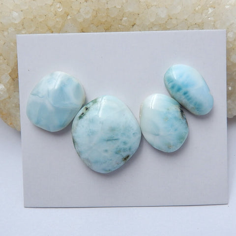 4 pcs larimar Gemstone Cabochons, 24x20x7mm,18x10x5mm, 13.5g - MyGemGarden