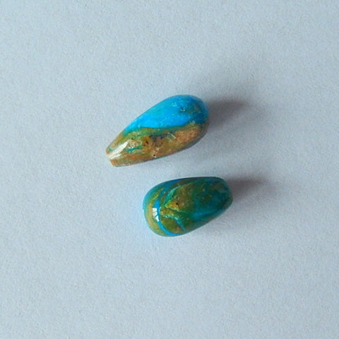 Blue Opal Cabochon Pair, 14x7mm, 11x7mm, 1.4g - MyGemGarden