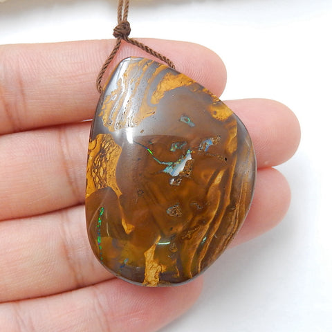 New, Natural Boulder opal Drilled Gemstone Pendant Bead, 40x29x12mm, 23.2g - MyGemGarden