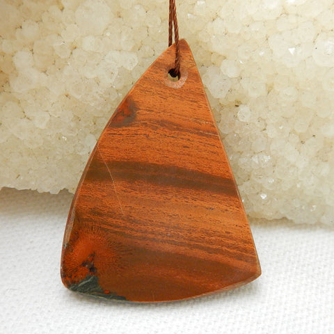 Natural Red River Jasper Gemstone Pendant Bead, 44x33x7mm, 13.2g - MyGemGarden