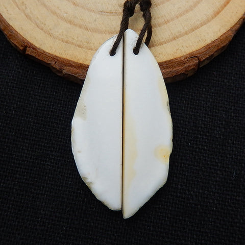 Natural White Agate Earrings Pair, stone for Earrings making, 37x10x3mm, 4.2g - MyGemGarden