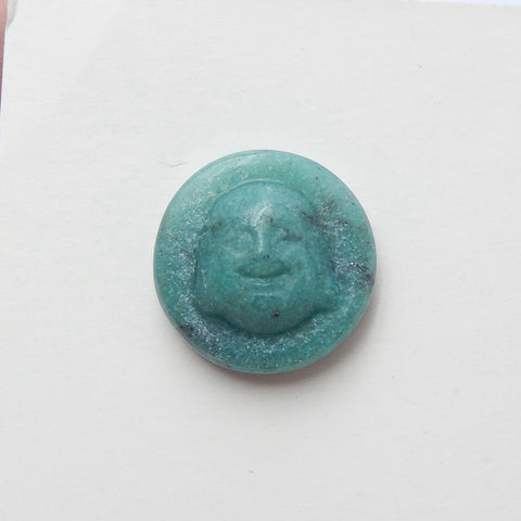 Handmade Chrysocolla Carving Buddha Head Gemstone Cabochon, 15x6mm, 1.8g - MyGemGarden