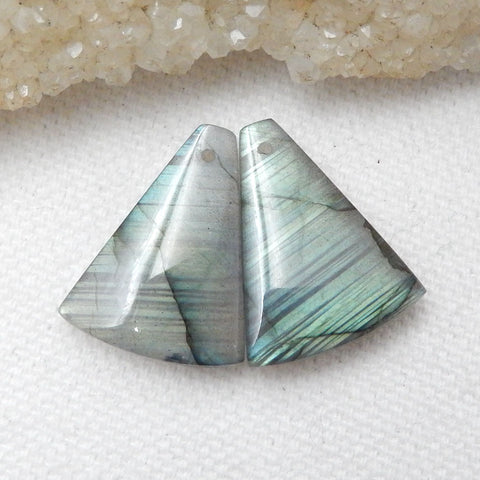 Labradorite Earrings Stone Pair, stone for earrings making, 21x17x5mm, 4.8g - MyGemGarden