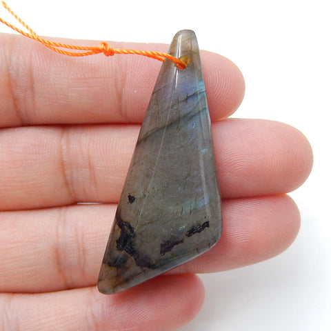 Natural labradorite Drilled Pendant Bead, 46x18x8mm, 8.6g - MyGemGarden