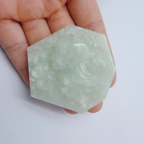 Handmade Nephrite Jade Carved woman Gemstone Cabochon, 52x51x9mm, 36.6g - MyGemGarden