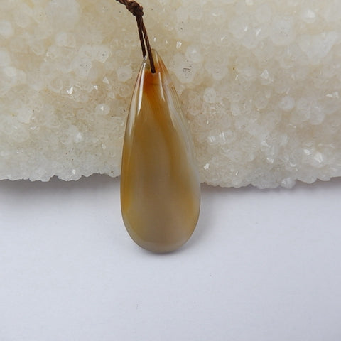 Agate Gemstone Natural Pendant Bead, 39x15x5mm, 4.7g - MyGemGarden