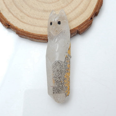 New Arrival Quartz Hand Carved Wolf head Cabochon, Animal Gemstone Decoration, 50x13x12mm, 10.3g - MyGemGarden