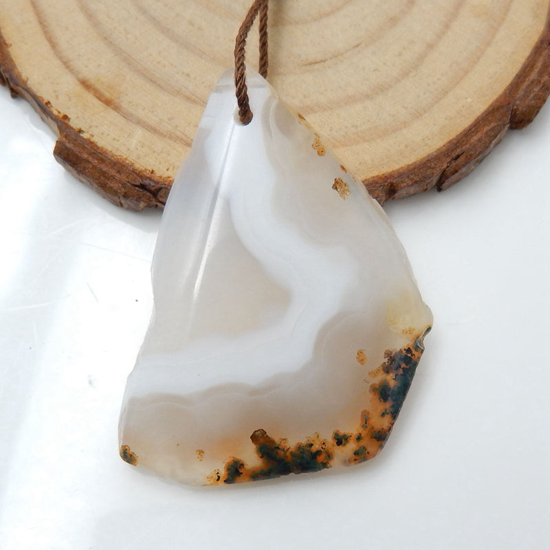 Natural Agate Gemstone Pendant, Natural Stone, 40x28x7mm, 11g - MyGemGarden