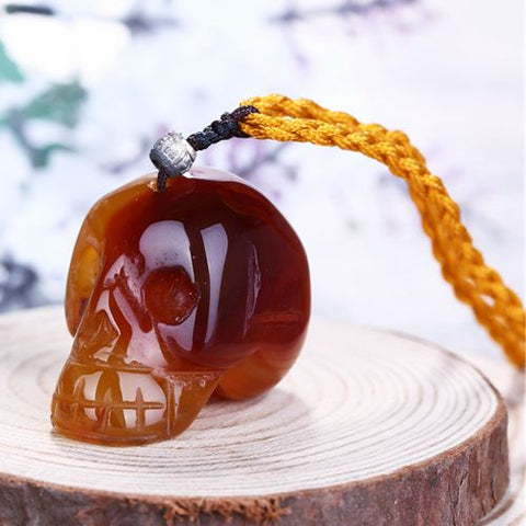 Red Agate Skull Pendant Necklace Online Hot Sale - 37x22x28mm, 28.7g - MyGemGarden