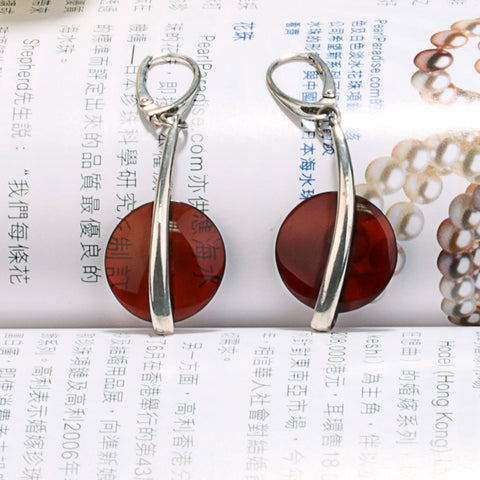 New Design Hot Sale 925 Silver with Natural Amber Gemstone Earrings 6.1g - MyGemGarden