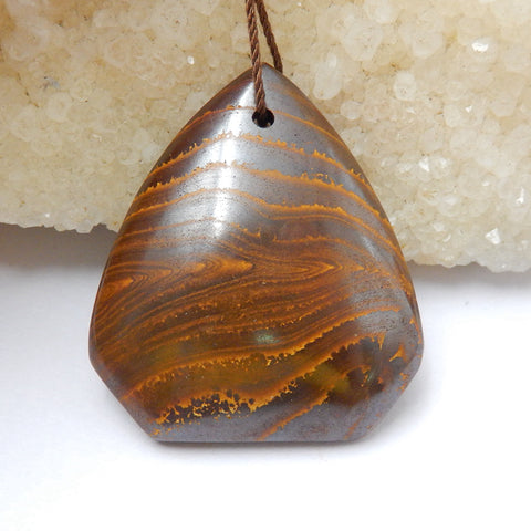 Nouveau, perle pendentif en pierre gemme percée d'opale Boulder naturelle, 37x33x7mm, 9.7g