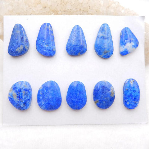 10 Pcs Natural Lapis Lazuli Flatback Gemstone Cabochons, 21x13x5mm, 20x11x5mm, 23.8g