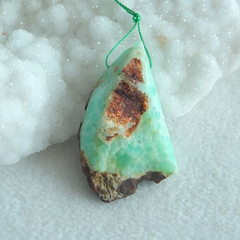 NEW, Drusy Chrysoprase Gemstone Fashion Pendant Bead 46x27x15mm 20.8g - MyGemGarden