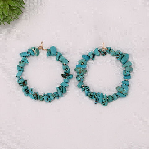 Dyed blue Howlite circle earrings pair, 8.6g - MyGemGarden