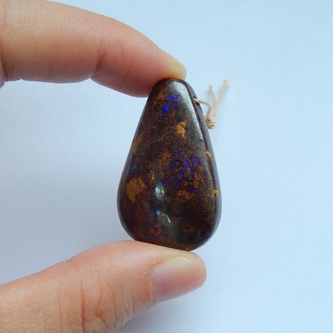 Natural Boulder opal Drilled Gemstone Pendant Bead, 37x24x11mm, 12.3g - MyGemGarden