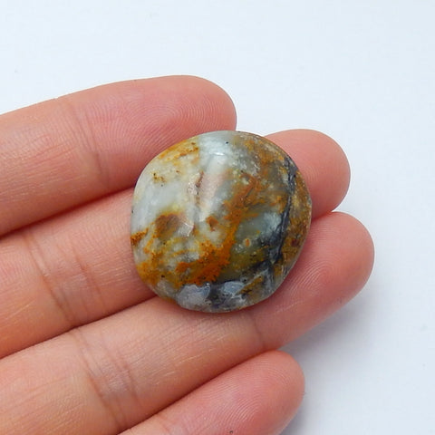 Natural Ocean Jasper Gemstone Cabochon, 26x24x7mm, 5.4g - MyGemGarden