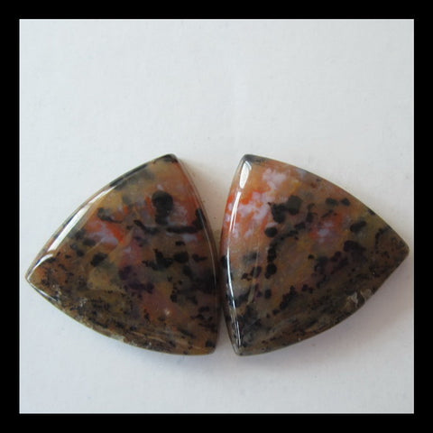 Petrified Wood Cabochon 4 Pairs 20x19x5mm,21.2g - MyGemGarden