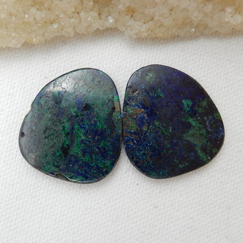 Blue Azurite Gemstone Cabochon Set, 31x28x4mm,16.7g - MyGemGarden