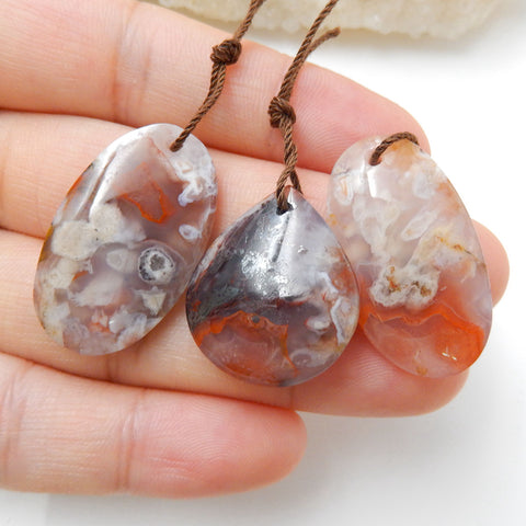 Sale 3 Pcs Drusy Agate Gemstone Pendants Set, 29x17x6mm, 23x20x7mm, 12.6g - MyGemGarden