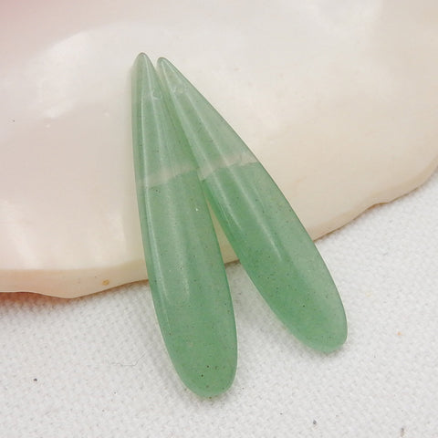 Green Aventurine Teardrop Earrings Stone Pair, stone for earrings making, 40x9x4mm, 4.5g - MyGemGarden