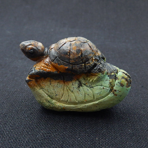 Turquoise Gemstone Turtle Carved Ornament, 47x32x19mm, 37g - MyGemGarden