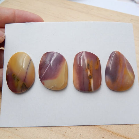 4 Pcs Mookaite Jasper Gemstone Cabochon, 30x20x5mm, 27x20x6mm, 19.8g - MyGemGarden