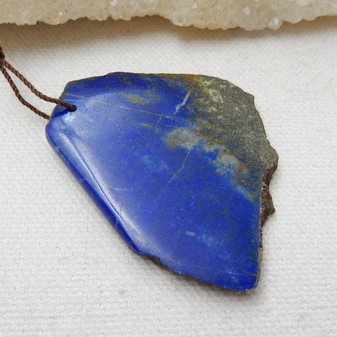 Nugget Lapis Lazuli Material Gemstone Pendant Bead, 44x43x6mm, 20.2g - MyGemGarden