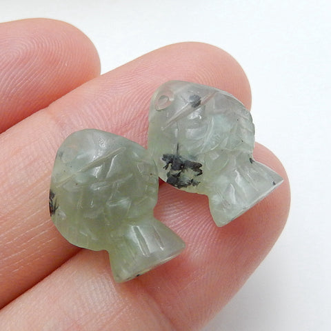 Handmade, Selling, 2 Pcs Carved Nephrite Jade Gemstone Fish Gemstone Cabochons, 15x12x6mm, 2.3g - MyGemGarden