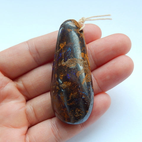 Natural Boulder opal Drilled Gemstone Pendant Bead, 54x23x15mm, 26.5g - MyGemGarden