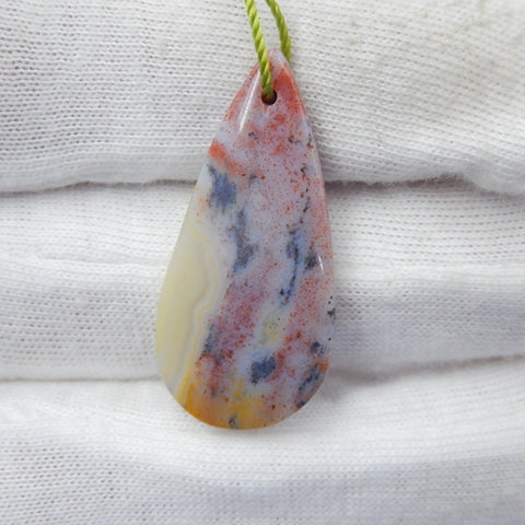 Ocean Jasper Gemstone Natural Pendant Bead, 32x15x4mm, 3.0g - MyGemGarden