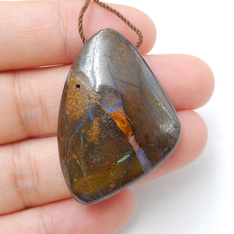 New, Natural Boulder opal Drilled Gemstone Pendant Bead, 37x26x9mm, 13.2g - MyGemGarden