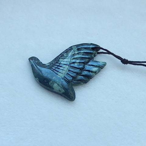 New Design Plant Fossil Carved Bird Pendant, 40x36x5mm, 9.7g - MyGemGarden